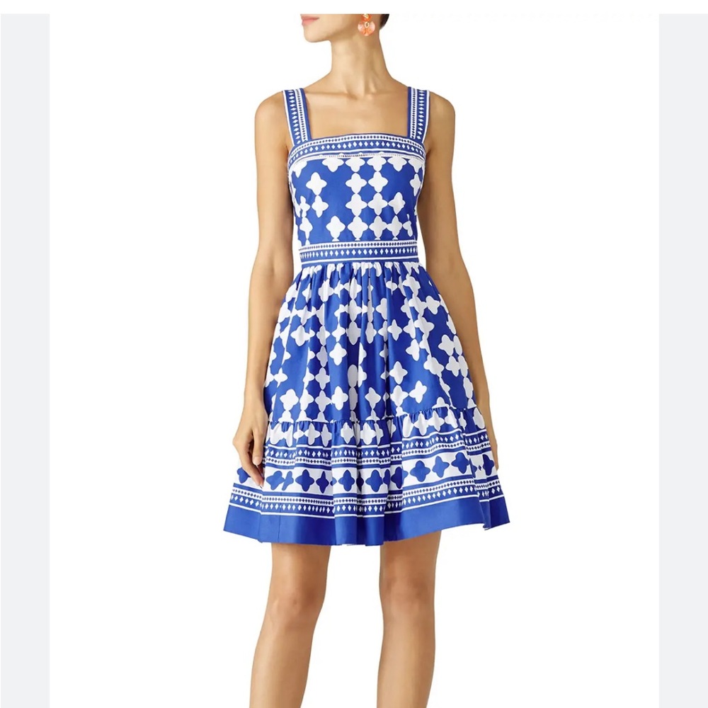 Kate Spade Poplin Dress Sz 2, gorg blue & white combo, pockets! Photographs well